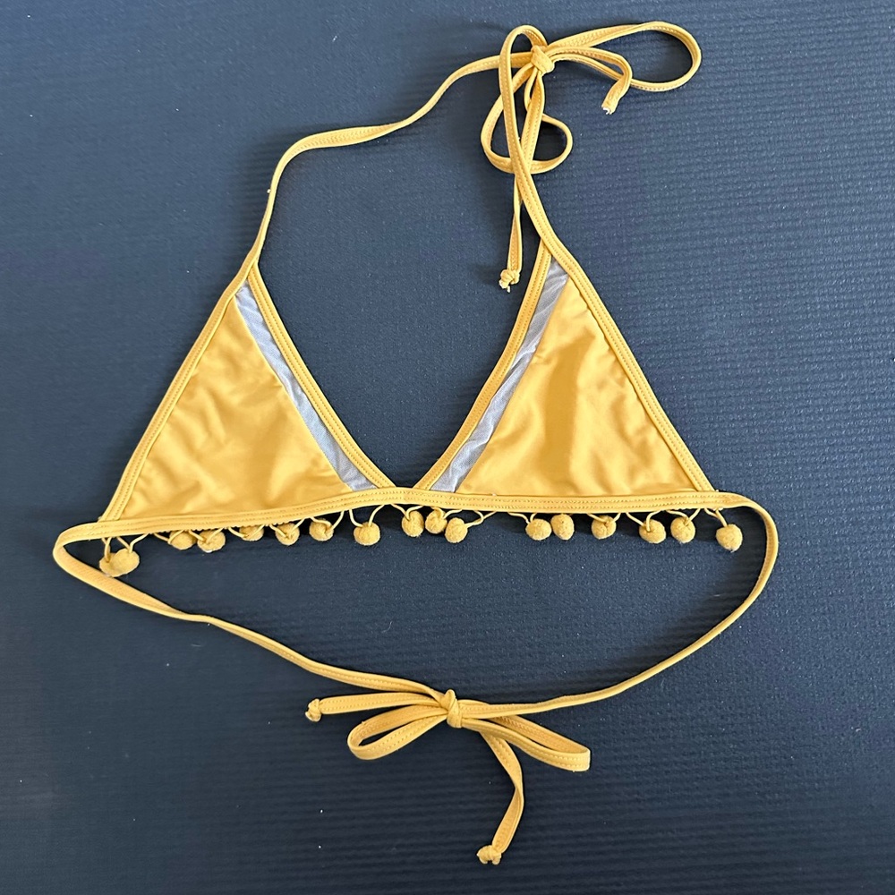 Tularosa Confetti Yellow Nina Pompom Swim Bikini Top size XS - Picture 3 of 6